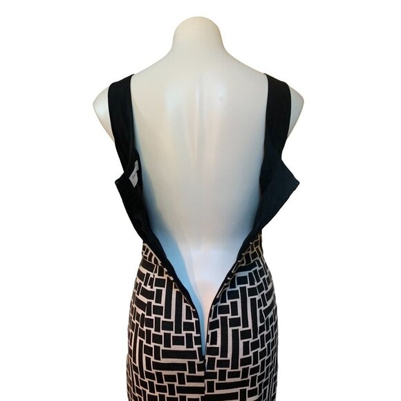 Trina Turk Sheath Dress Black & White SMALL Basket Weave Print - Picture 6 of 9